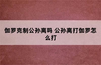 伽罗克制公孙离吗 公孙离打伽罗怎么打